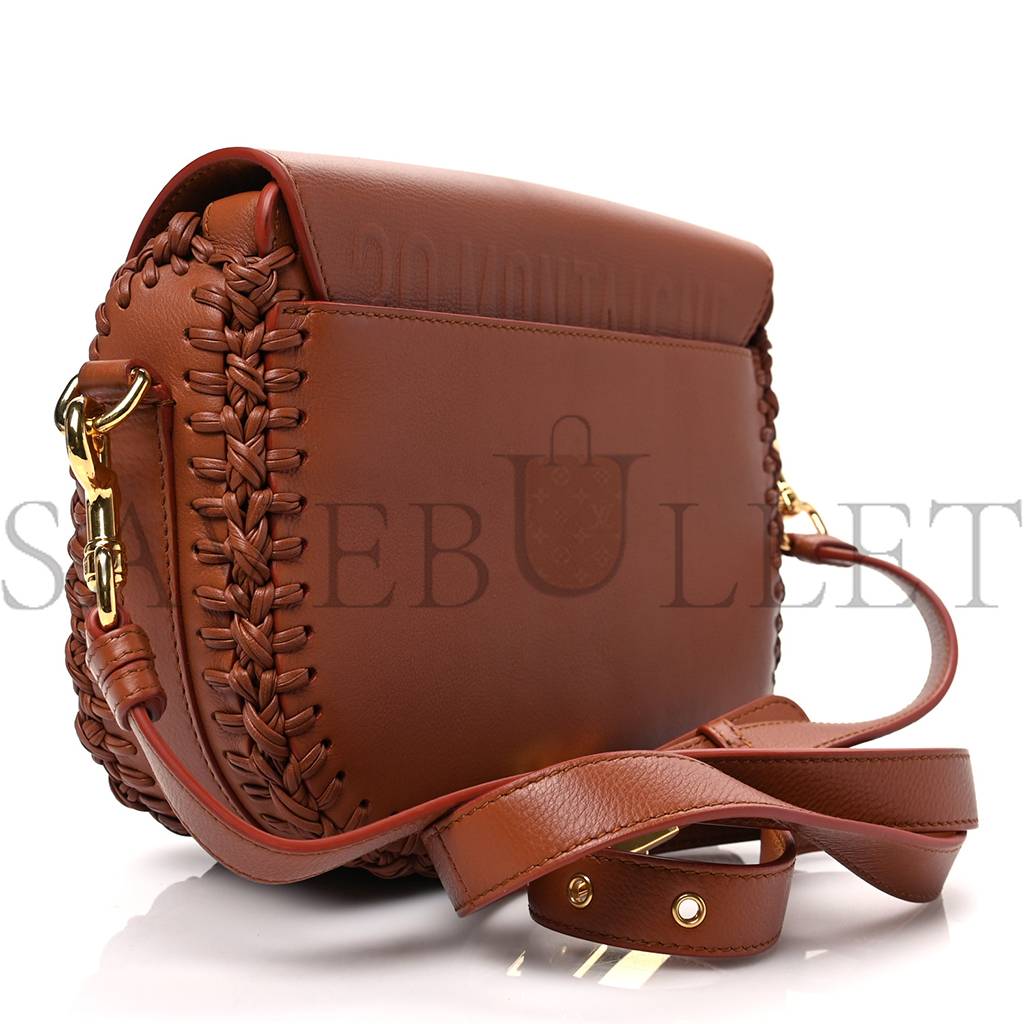 D*or grained calfskin medium whipstitched bobby bag dark tan (21*18*5.7cm)