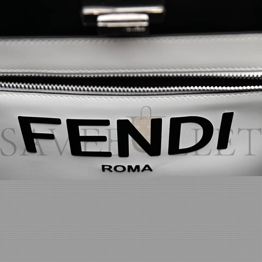 F**di nylon vitello cover logo embossed medium peekaboo i see u satchel black white (38*29*11cm)