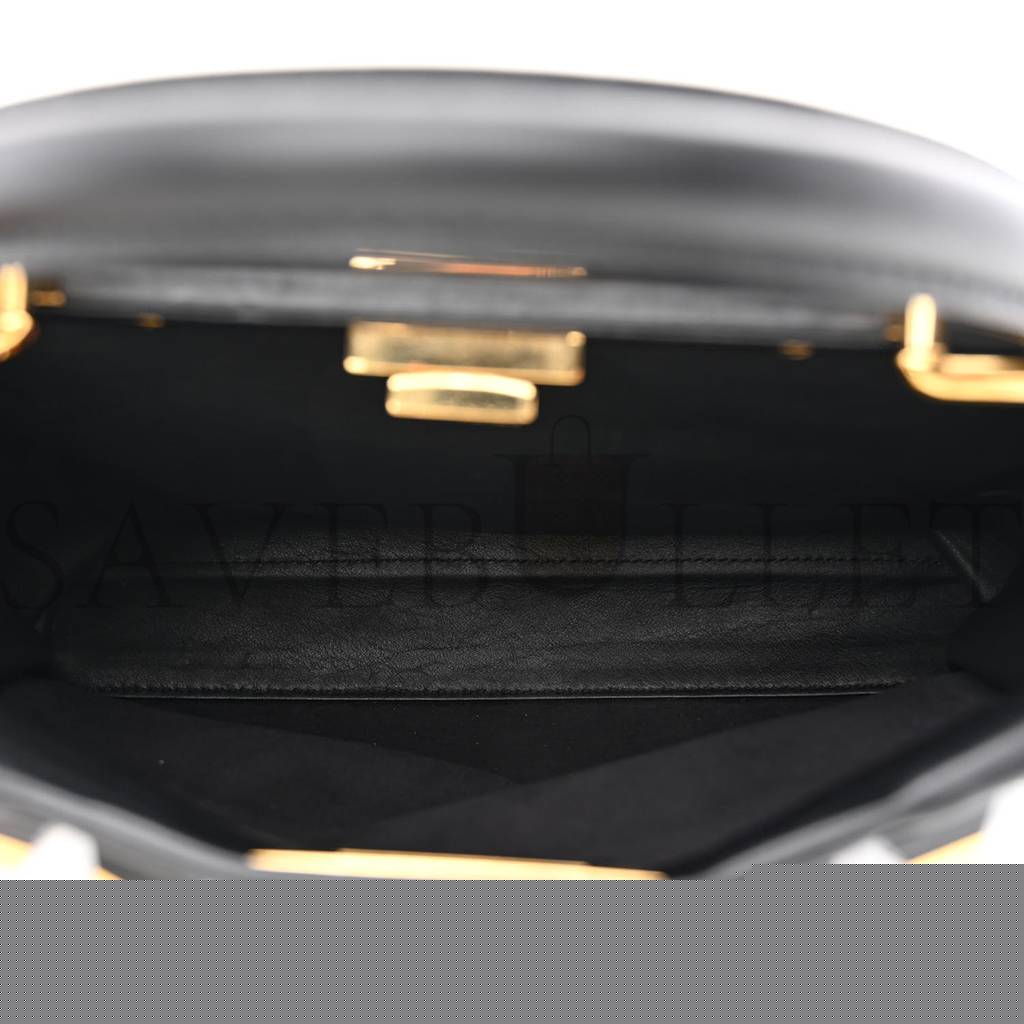 F**di calfskin studded medium peekaboo iconic satchel black (34*24*12cm)