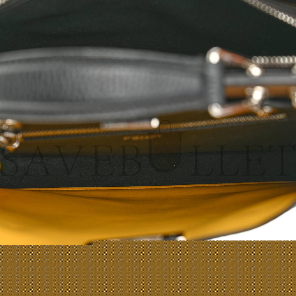 F**di cuoio romano vitello grace light glazed fabric bi-color ff 1974 mini peekaboo i see u satchel black (25*20*9cm)