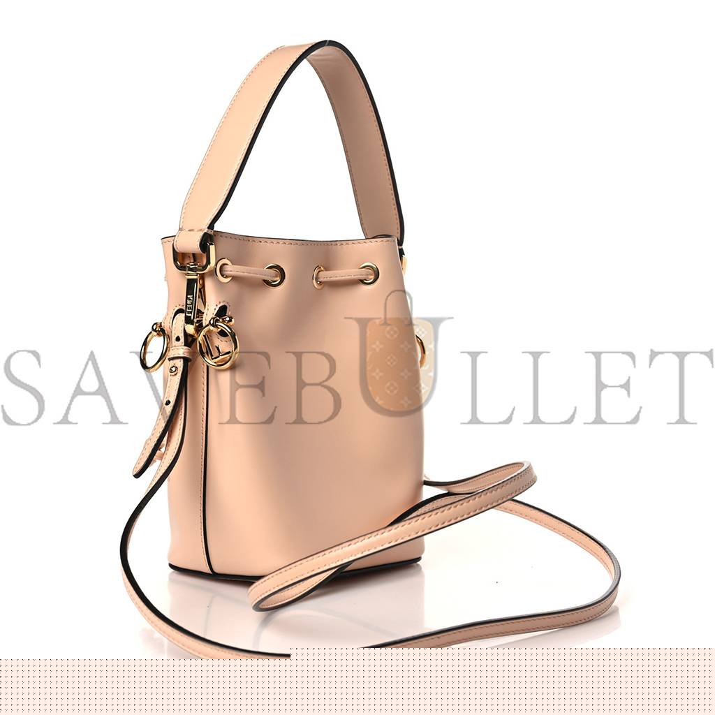 F**di vitello king f is F**di logo embossed mini mon tresor bucket bag light rose (11*10*10cm)