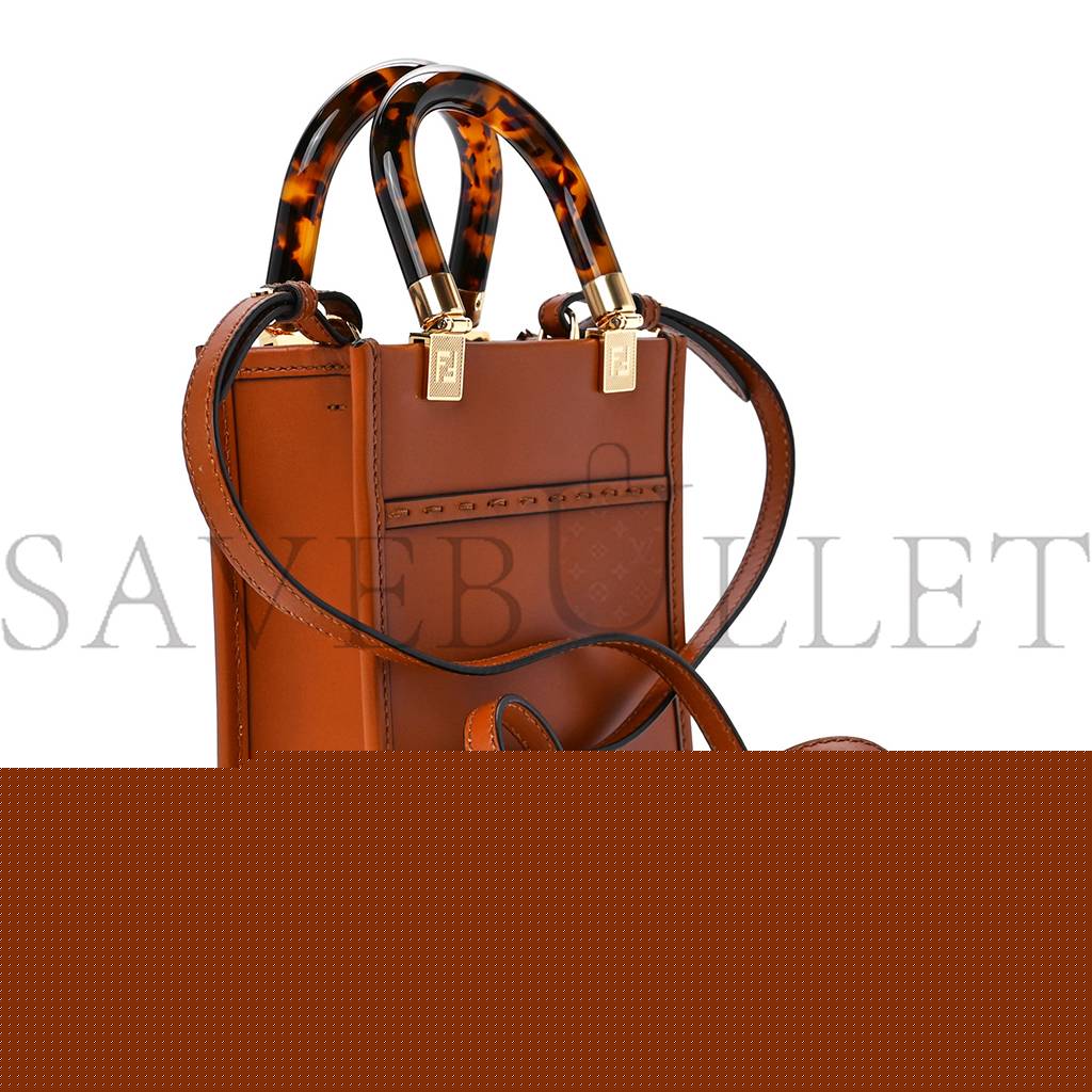 F**di vitello king plexiglass mini F**di sunshine shopper tote cuoio (18*13*6cm)