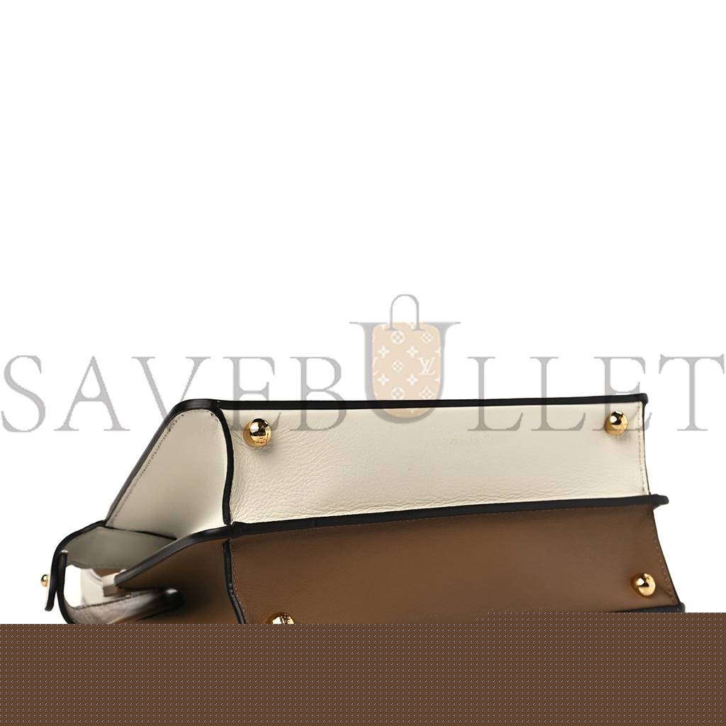 F**di vitello seta nappa plexiglass bi-color peekaboo i see u satchel white ice sand (20*15*9cm)