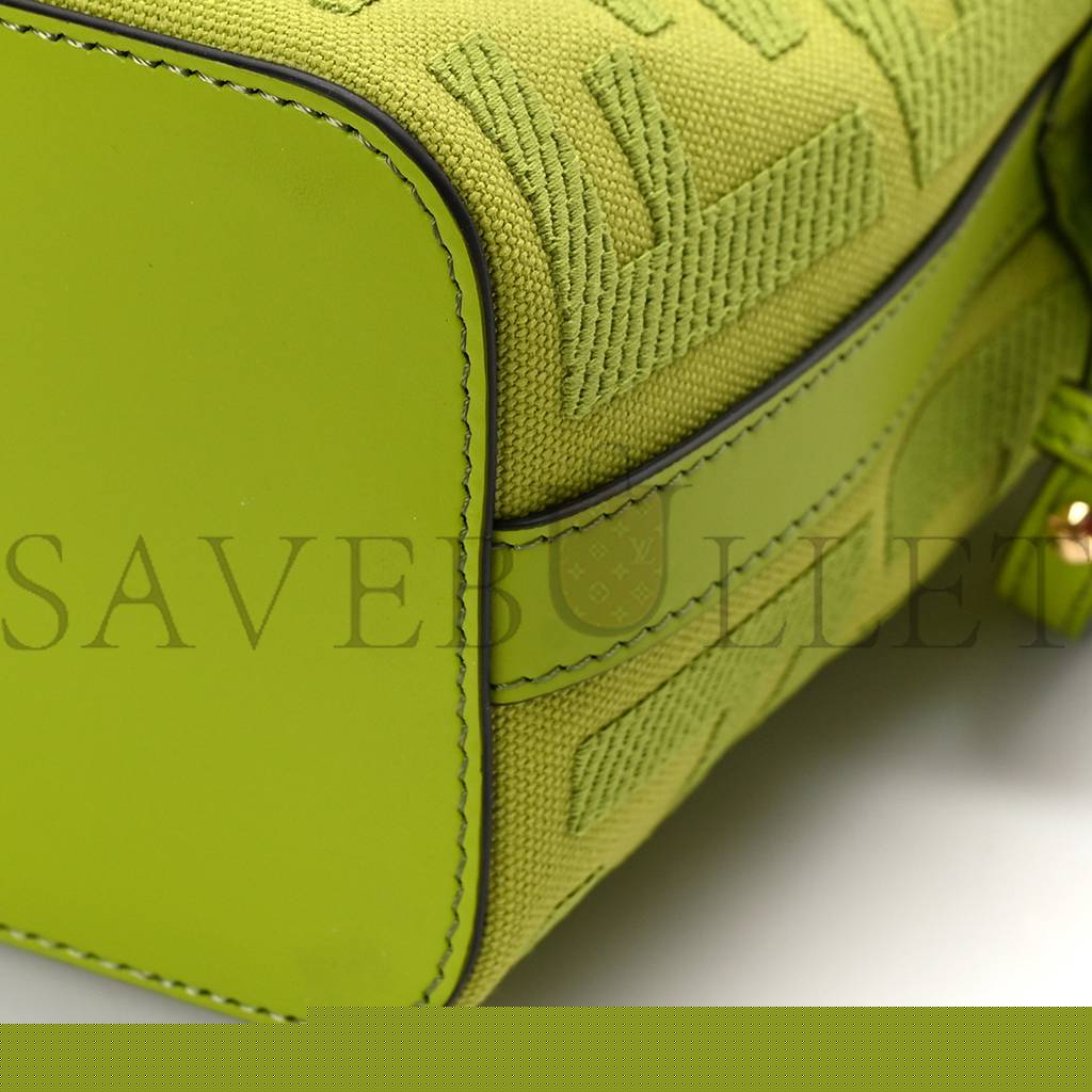 F**di canvas vitello grace f is F**di ff embroidered mini mon tresor bucket bag wasabi (18*12*10cm)