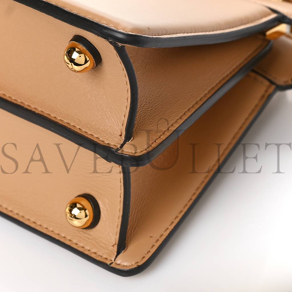 F**di shiny nappa petite peekaboo i see u satchel miele scuro (20*15*9cm)