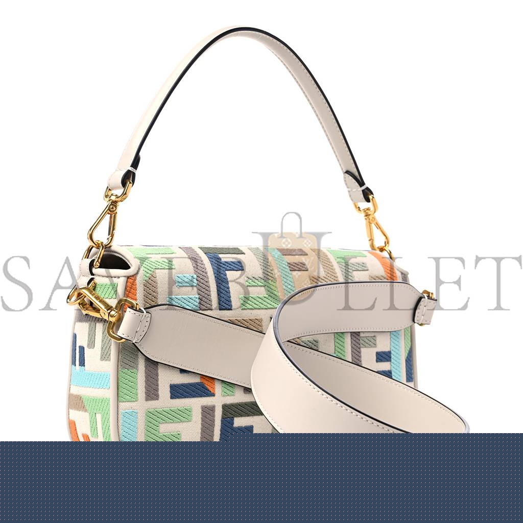 F**di kuban canvas vitello king ff embroidered baguette latte multicolor (27*13*6cm)