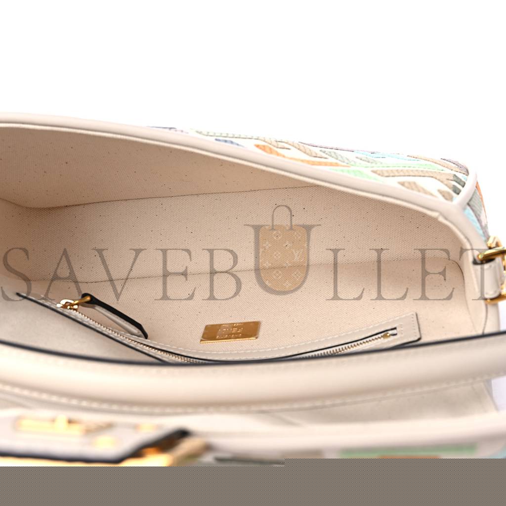 F**di kuban canvas vitello king ff embroidered baguette latte multicolor (27*13*6cm)