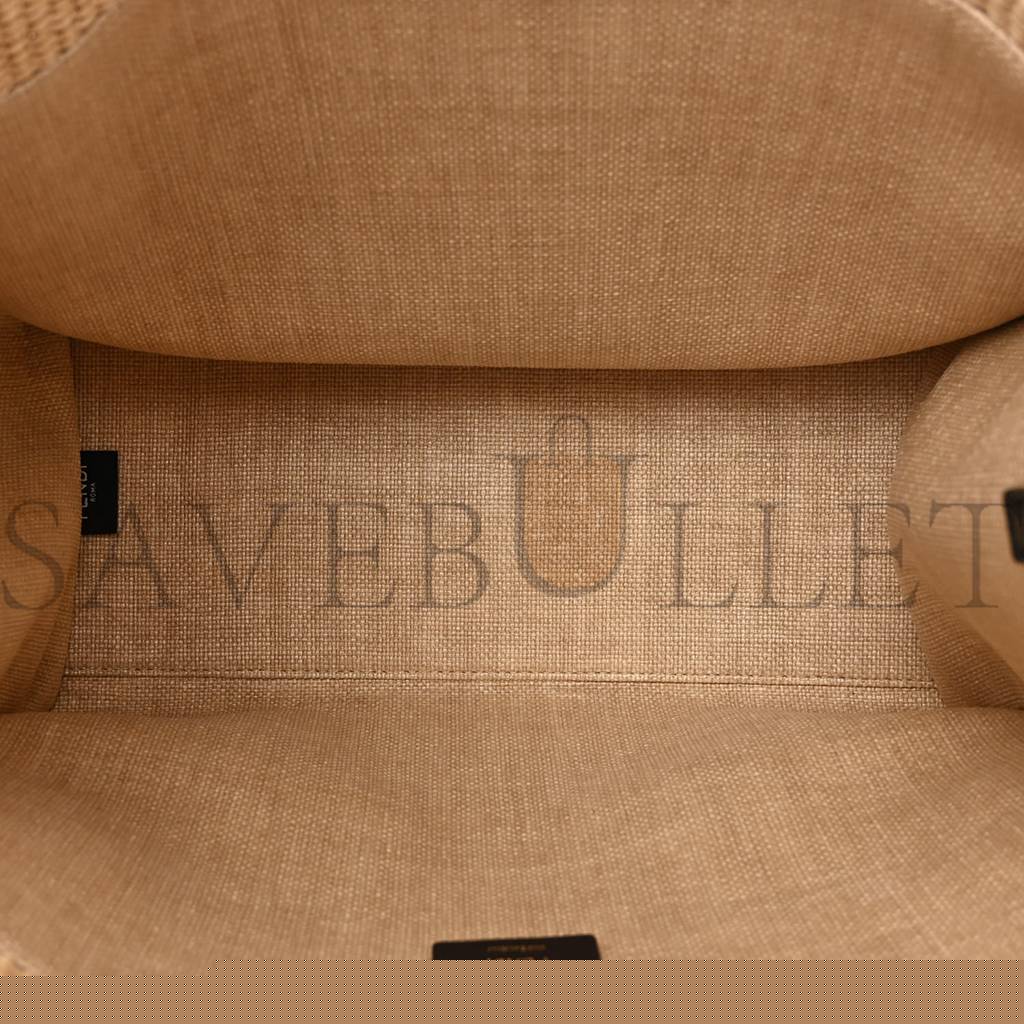 F**di straw vitello king plexiglass woven medium F**di sunshine shopper tote natural black (36*32*17cm)